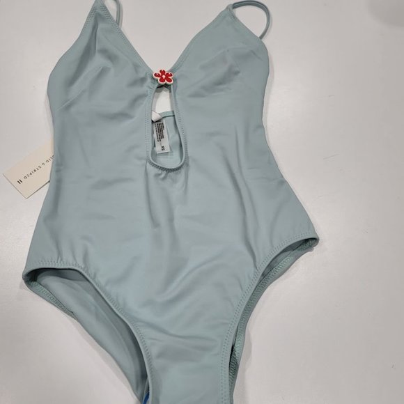 Solid & Striped The Kelsey Cutout One Piece Swimsuit in Pastel Blue Size XS - Picture 8 of 14